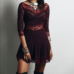 NWT Free People Lacey Affair Eggplant Plum Dress